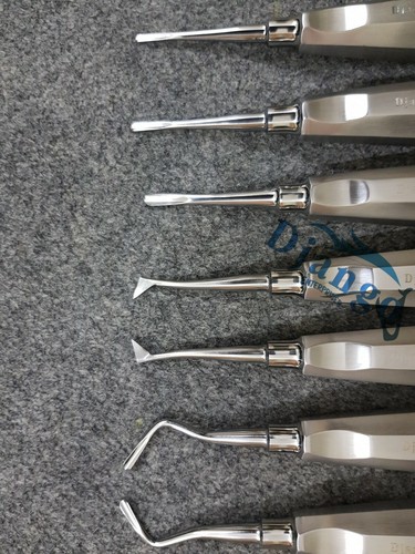 JUEGO DE 7 ELEVADORES DE RAÍCES CÓNCAVAS ORIGINALES DE CIRUGÍA DENTAL PALA RECTA CIRUGÍA DENTAL - Imagen 6 de 12