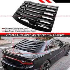 For 2011-2023 Dodge Charger 2pc Gloss Black Rear Window Windshield Louver Cover