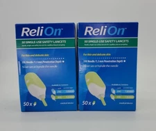 2 Boxes ReliOn 2-in-1 Lancet 30 Gauge Diabetic Product 50Ct (100 Total) 09/2027