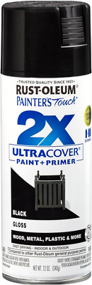 334026 Painter'S Touch 2X Ultra Cover Spray Paint, 12 Oz, Gloss Black