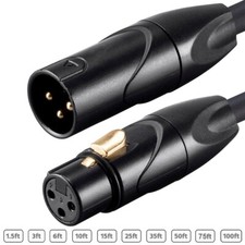 XLR 3 Pin Male to Female Mic Microphone Balanced Audio Extension Cable Cord Gold