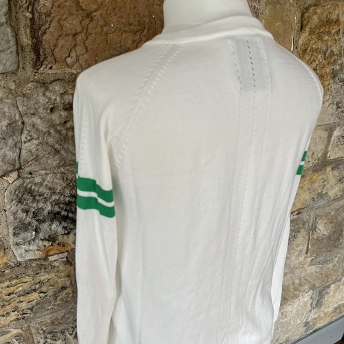 Zoe Karssen Keep It Disco Sweater XS 8 10 Embroidered Slogan Cotton Green White - Picture 10 of 16