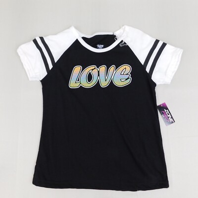 Zone Pro Girl's LOVE Graphic Print Raglan Sleeve T-Shirt - 7-8 Medium #5104