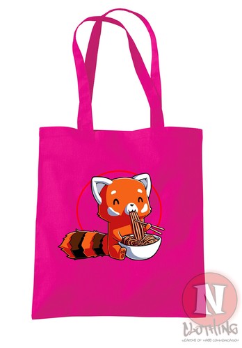 Rojo Panda Bolsa Fideos Asiático Anime Diversión Compras 100% Algodón Ambiental - Imagen 9 de 11