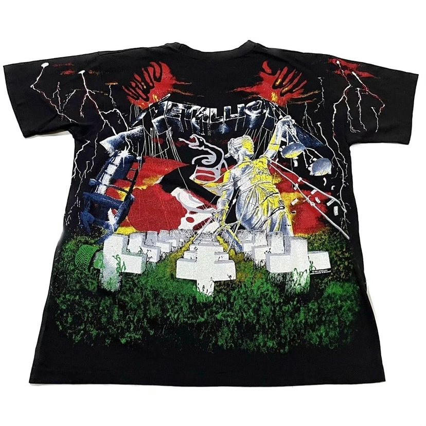 Metallica All Over Print Size L 90s Rare Vintage Single Stitch T 