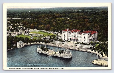 Postcard Grounds Deering Villa From The Air Miami Florida FL Aerial View