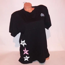 Victoria Secret PINK T Shirt Campus Tee Black Colorful Stars Crew Neck Short Sle