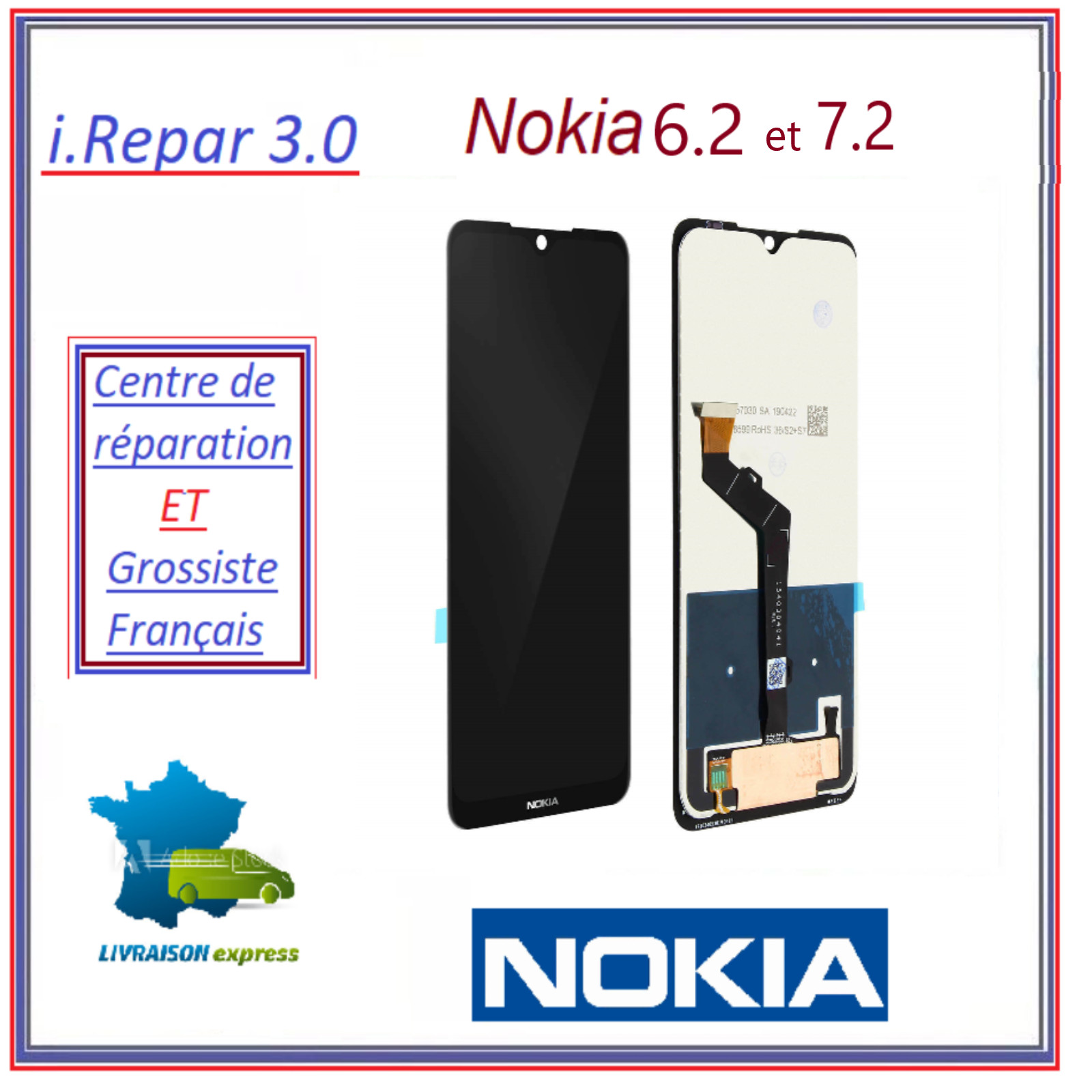 Écran LCD Nokia 6.2 d'origine noir pièce de réparation vitre tactile