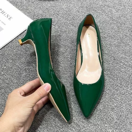 Fashion Womenss Low Kitten Heel Pumps Pointed Toe Slip On Work Office Shoes SZ - Picture 4 of 25
