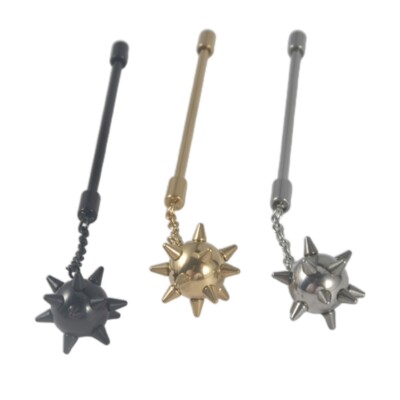 Meteor Hammer Earrings Surgical Steel Chain Pendant Straight Bar Earring Jewelry