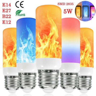 E14/E27/B22 LED Glühbirne Licht Flammen Effekt Fackel Feuer Lampe Außen Deko DE