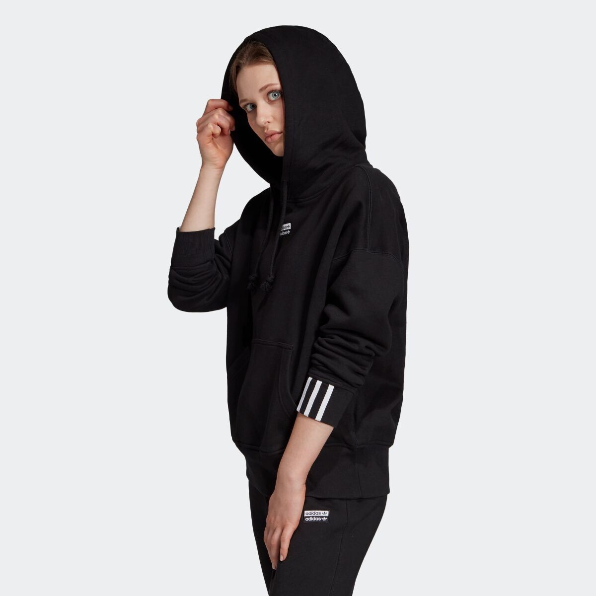 Adidas Originals 3-Stripe Trefoil Logo Women’s Hoodie S Small Black NWT SOLD OUT image 2
