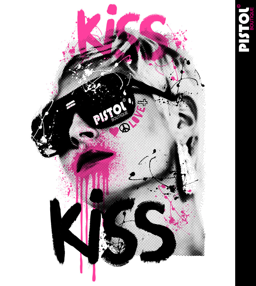 T-shirt Homme Pistol Boutique Blanc - Motif Graffiti Bisou Soleil - Neuve Avec étiquettes