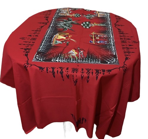 African Batik Tableclothwith Napkins ( Red, Grey, Yellow, Brown, Purple) - Picture 3 of 6