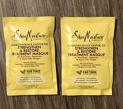 Lot 2 Shea Moisture 4 oz Jamaican Black Castor Oil Strengthen & Restore Masque