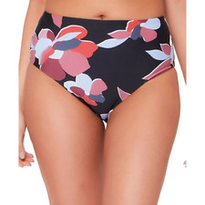 Bar III Women Black Secret Garden Floral High-Rise Bikini Swim Bottom Size Small