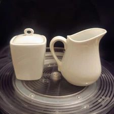 Simple Dining White Ceramic Cream & Sugar Set