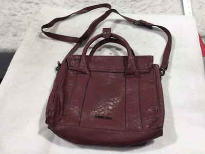 Sam & Libby Faux Alligator Double Handle Bag Maroon Shoulder Strap