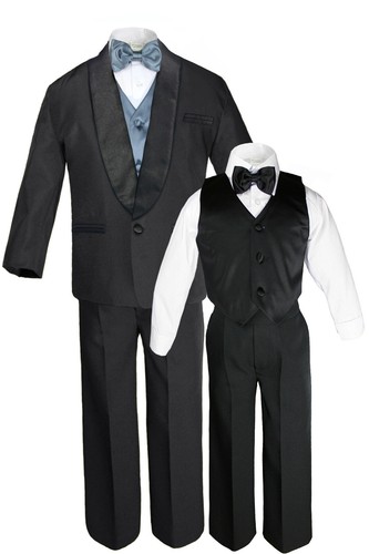 7pcs Boy Satin Shawl Lapel Suits Tuxedo choose color Vest Sets Outfits S-8 - Picture 25 of 50