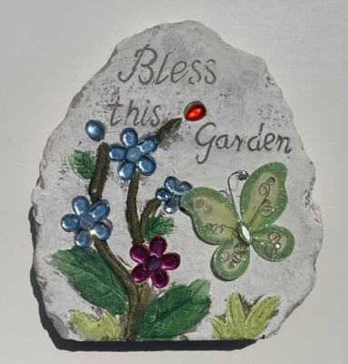 Spring Summer Outdoor Home Garden Decoration Stone ''Bless This Garden''