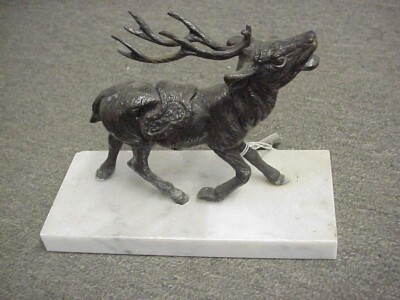 Bronze Sculpture Statue of ELK on Marble Base - David Murray Collection - ITALY