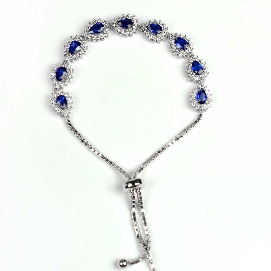 Beautiful Kyanite Pear Gemstone 925 Sterling Silver Fine Bracelet Bridal Jewelry