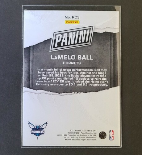 Lamelo Ball 2021 Panini Father’s Day Rookie Card RC #RC3 Charlotte Hornets - Picture 2 of 2