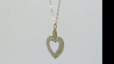 Diamond Encrusted Heart Pendant Necklace .47CT G-H Color YG 18