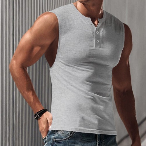 Herren einfarbig Sportweste, breite Schulter Herren schmale Passform ärmelloses T-Shirt - Bild 30 von 31