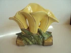 Vintage McCoy Pottery Triple Calla Lily Yellow Vase  Gorgeous!