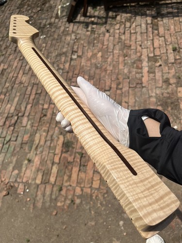 AAAA 22frets Gloss reverse headstock Left hand Flame Maple Electric guitar Neck - Picture 2 of 12