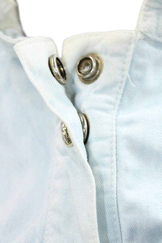 Balmain Womens Button Front Long Sleeve Mini Denim Shirt Dress Blue Size Small - Image 4 of 4