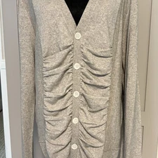 RICHARD CHAI Cardigan XL M20709S09 Cashmere + Cotton Rouching Very Soft Gray NWT
