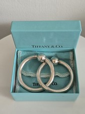 Tiffany Co Double Ring Baby Rattle Sterling Silver .925 Box and Pouch Vintage