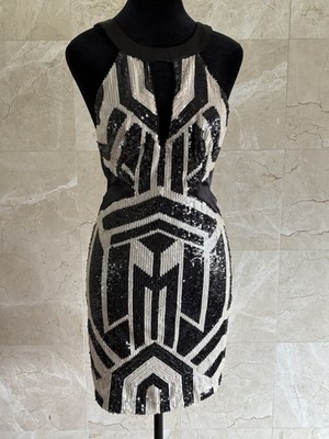 Vintage Y2K Bebe Geo Sequin Cutout Mini Dress - Small Black Cream Party Clubwear | eBay Vintage Y2K Bebe Geo Sequin Cutout Mini Dress - Small Black Cream Party Clubwear | eBay