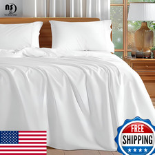 Twin XL Sheet Sets, 4-Piece   100 Long Staple Cotton, White Solid, Deep Pocket