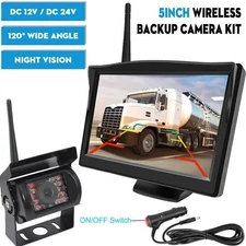 Wireless Rearview Backup Camera IR Backup 5" Monitor for Pickup Truck Camper