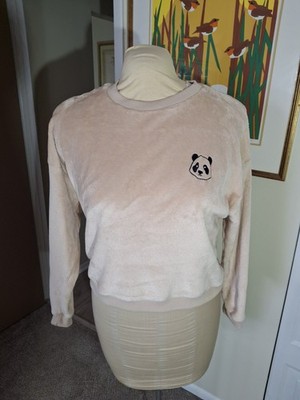 Daisy May Cozy Fleece Panda Sweatshirt Size Large L Lond Sleeve 