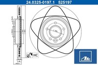 2X Bremsscheibe ATE 24.0325-0197.1 2 Bremsscheiben Vorderachse Vorne