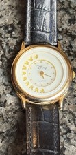 Disney Time Works MICKEY MOUSE Quartz Watch Rotating Heads Vintage Gold Black