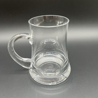 Eisch Crystal Clear Glass Beer Mug Stein With Handle Signed Eisch 5'' Tall