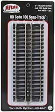 Atlas HO Code 100 6" Straight 4 Pack 