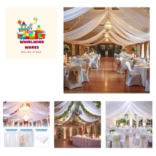 with Lights String for Weddings, 6 Panels 5ftx30ft Sheer Tulle Backdrop Photo...