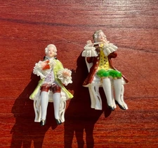 Pair of Antique Rosenthal Porcelain Figurines Seated Men Porcelain Lace Ruffles