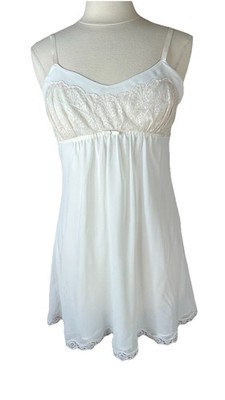 Oscar de la Renta (Sz M) Pink Label Cream Slip with Lace Bodice & Hem Lined 34 