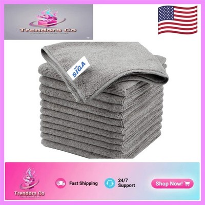 Reusable Microfiber Cleaning Towels, 12 Count, Generously Sized 12.6 x 12.6 Inch