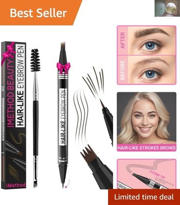 All-Day Long-Lasting Eyebrow Pencil with Brush Tip & Fork Tip for Perfect Arches