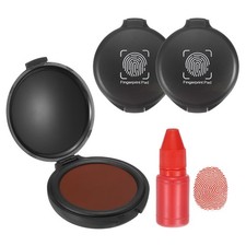 3Pcs Fingerprint Ink Pads with 5ml Water-Based Ink for Office Supplies, Red