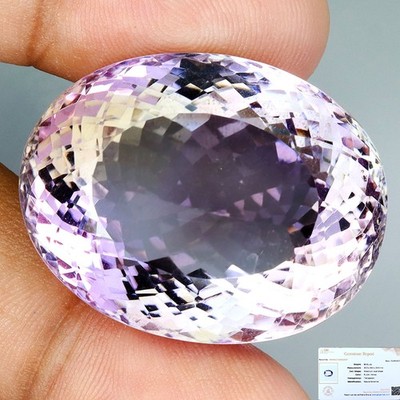 Gratis Zertifikat Oval Schliff Bi Farbe Ametrin 86.61ct 30x24mm Museum Edelstein
