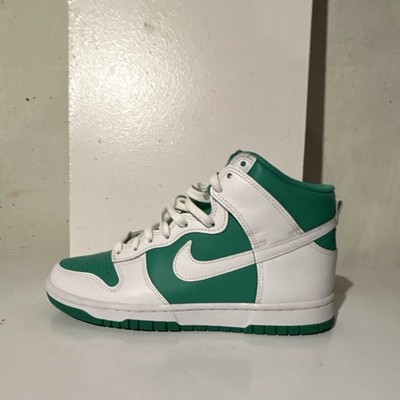 Nike Dunk Mid Top Athletic Sneakers Green/White Colorblock Leather Lace-Up